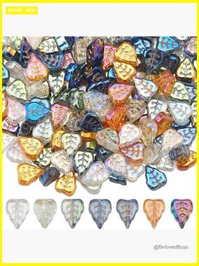 168pcs Glass Leaf Beads for Jewelry Making Spacer Strands DIY Craft